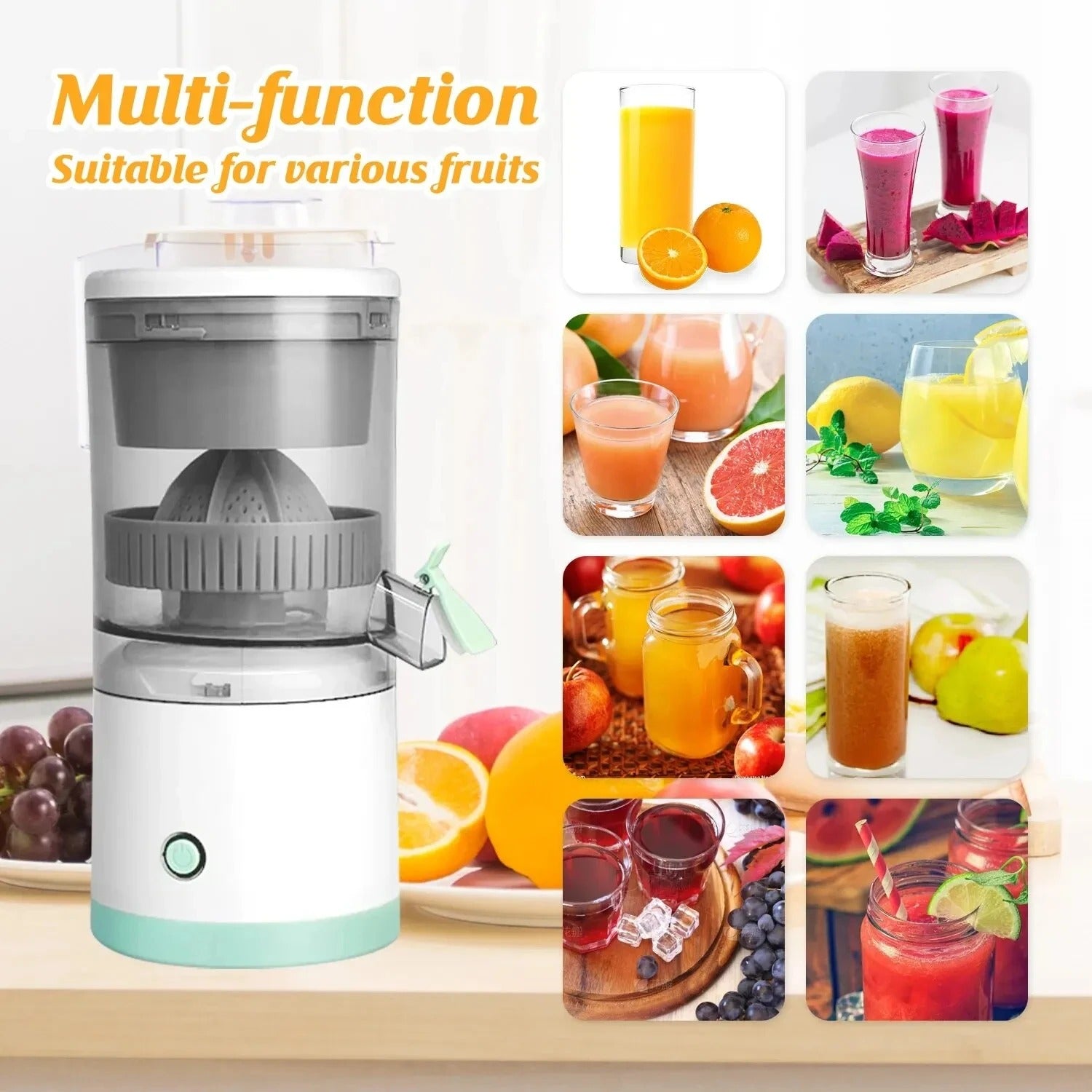 Portable Electric Citrus Juicer Hands-Free Rechargeable