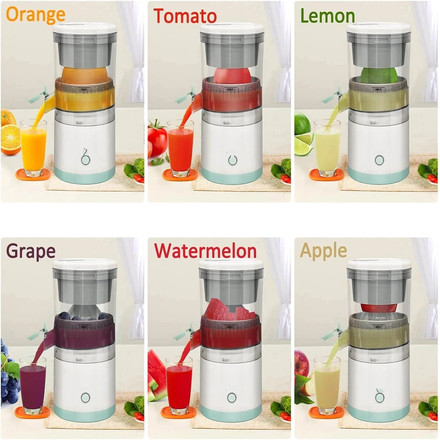 Portable Electric Citrus Juicer Hands-Free Rechargeable