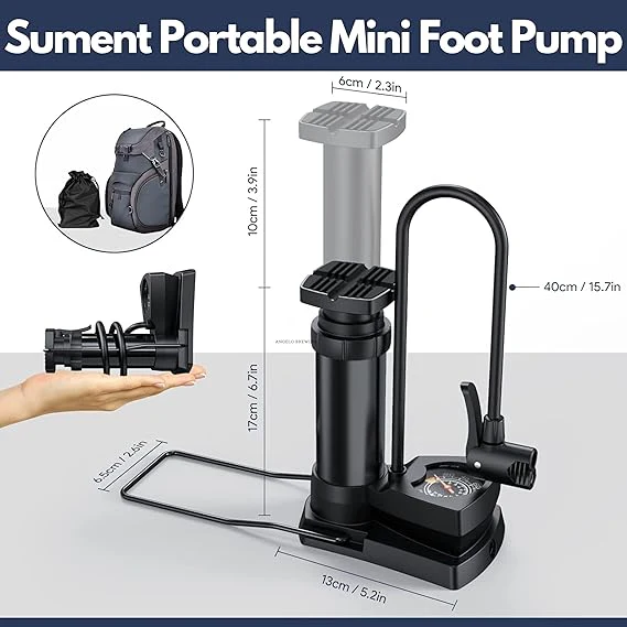 Heavy Duty Foot Pump For Bike, Ball, Scooter, Car