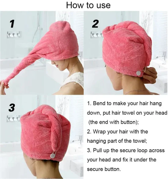 Towel Bath Towels - Dry Hair Cap Super Absorbent Drying Shower